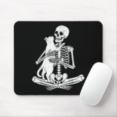 Skeleton Holding Cat Funny Soky Halloween Meow Kit Mousepad (Mit Mouse)