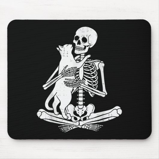 Skeleton Holding Cat Funny Soky Halloween Meow Kit Mousepad (Vorne)