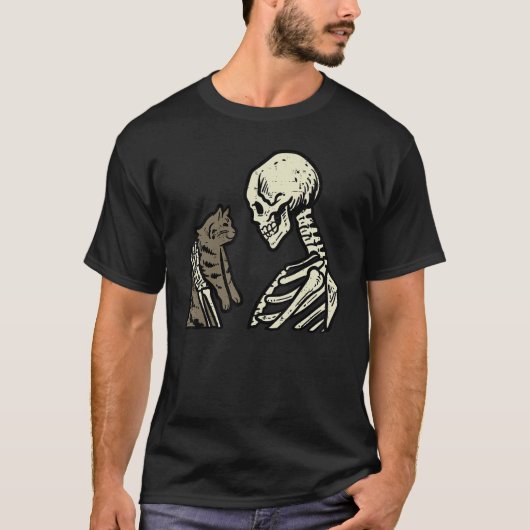 Skeleton Holding Cat  Halloween Skull Men Women Ki T-Shirt (Vorderseite)