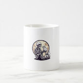 Skeleton Holding Cat Skull Kitty Niedlich Goth Hal Kaffeetasse (Mittel)