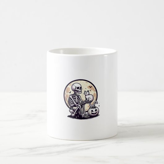 Skeleton Holding Cat Skull Kitty Niedlich Goth Hal Kaffeetasse (Mittel)