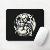 Skeleton Holding Cat Spooky Skull Halloween Gothic Mousepad (Mit Mouse)
