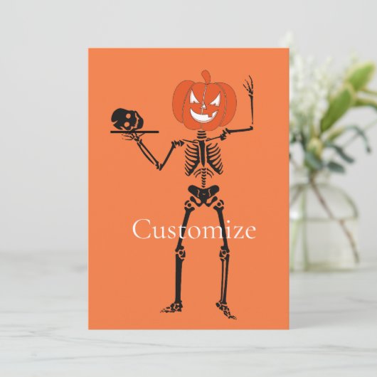 Skeleton Holding Skull Thunder_Cove Einladung (Stehend Vorderseite)