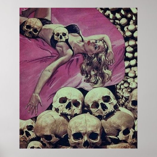 SKELETON HORROR RETRO VINTAGER POP POSTER (Vorne)