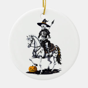 Skeleton Horse Rider - Halloween Skelett Keramik Ornament