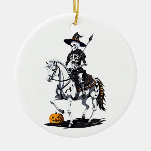 Skeleton Horse Rider - Halloween Skelett Keramik Ornament (Vorne)