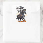 Skeleton Horse Rider Quadratischer Aufkleber (Tasche)