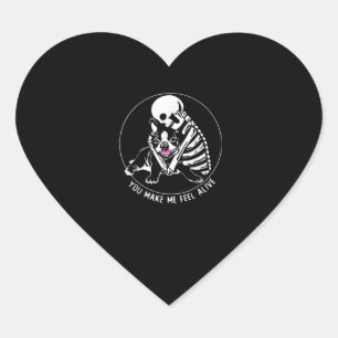 SKELETON HUG BOSTON TERRIER, DASS SIE MIR LEBEN Herz-Aufkleber