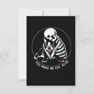 SKELETON HUG BOSTON TERRIER, DASS SIE MIR LEBEN RSVP KARTE