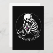 SKELETON HUG BOSTON TERRIER, SIE MACHEN MICH LEBEN ANKÜNDIGUNG (Vorne/Hinten)