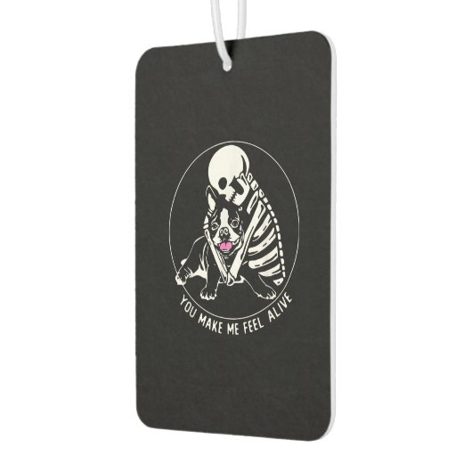 SKELETON HUG BOSTON TERRIER, SIE MACHEN MICH LEBEN AUTOLUFTERFRISCHER (Links)