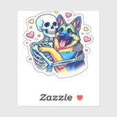 Skeleton Hugging a German Shepherd � Unique Gothic Aufkleber (Blatt)