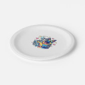 Skeleton Hugging a German Shepherd � Unique Gothic Pappteller (Schrägansicht)