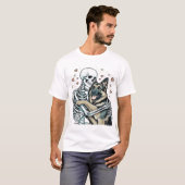 Skeleton Hugging a German Shepherd � Unique Gothic T-Shirt (Vorne ganz)