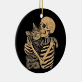  Skeleton Hugging Cat – Cute Gothic Cat Lover Gift Keramik Ornament (Rechts)