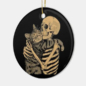  Skeleton Hugging Cat – Cute Gothic Cat Lover Gift Keramik Ornament (Links)