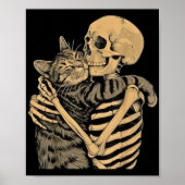  Skeleton Hugging Cat – Cute Gothic Cat Lover Gift Poster (Vorne)
