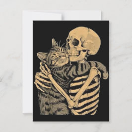 Skeleton Hugging Cat – Cute Gothic Cat Lover Gift Postkarte