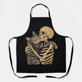 Skeleton Hugging Cat – Cute Gothic Cat Lover Gift Schürze