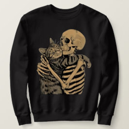 Skeleton Hugging Cat – Cute Gothic Cat Lover Gift Sweatshirt