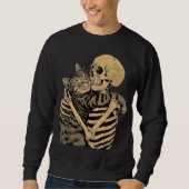 Skeleton Hugging Cat – Cute Gothic Cat Lover Gift Sweatshirt (Vorderseite)