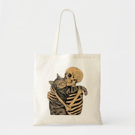 Skeleton Hugging Cat – Cute Gothic Cat Lover Gift Tragetasche (Vorne)