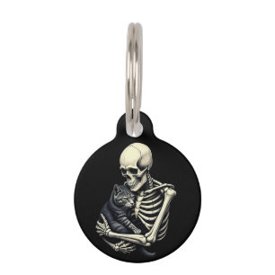 Skeleton Hugging Cat Funny Halloween Cat Lover Haustiermarke