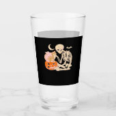 Skeleton Hugging Cat Halloween Cat Lover Cat Class Glas (Vorderseite)