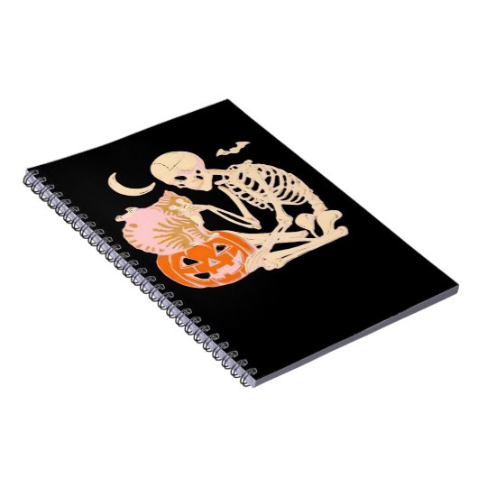 Skeleton Hugging Cat Halloween Cat Lover Cat Class Notizblock (Rechte Seite)