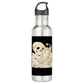 Skeleton Hugging Cat Halloween Cat Lover Cat Mom D Edelstahlflasche (Vorderseite)