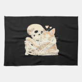 Skeleton Hugging Cat Halloween Cat Lover Cat Mom D Geschirrtuch (Horizontal)