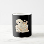 Skeleton Hugging Cat Halloween Cat Lover Cat Mom D Kaffeetasse (Mittel)
