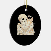 Skeleton Hugging Cat Halloween Cat Lover Cat Mom D Keramik Ornament (Rechts)