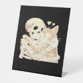 Skeleton Hugging Cat Halloween Cat Lover Cat Mom D Sockelschild (Vorderseite)