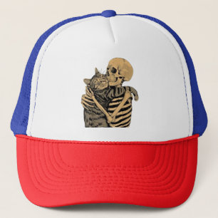Skeleton Hugging Cat - Niedliches Gothic Cat Lover Truckerkappe