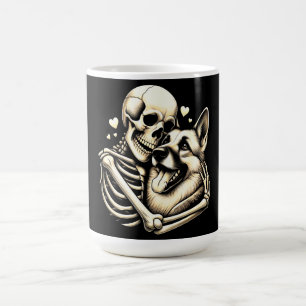 Skeleton Hugging Dog Halloween German Shepherd Verwandlungstasse
