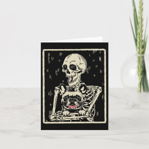 Skeleton Hugs French Bulldog Halloween Dog Lover Karte
