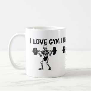 Skeleton Illustration & I Liebe Gym Typografie Kaffeetasse