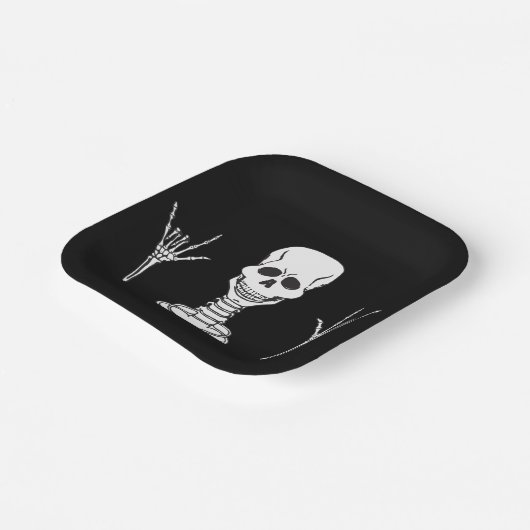 Skeleton ILY Square Party Teller (Gewinkelt)