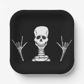 Skeleton ILY Square Party Teller (Vorderseite)