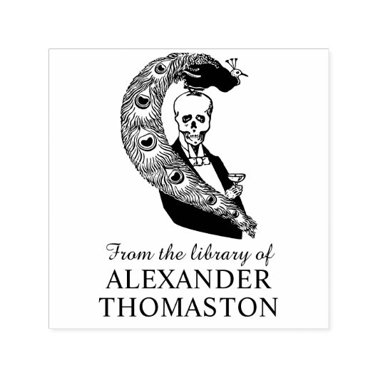 Skeleton in Tuxedo, Buchname der Pfauenbibliothek Permastempel (Design)