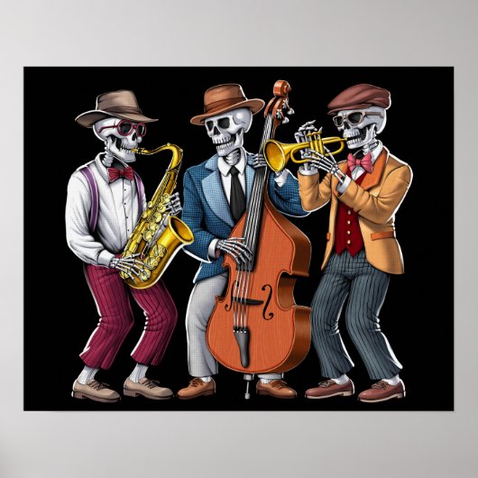 Skeleton Jazz Musicians Poster (Vorne)