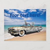 Skeleton Joyride Old Car on Beach Funny Postkarte (Vorderseite)