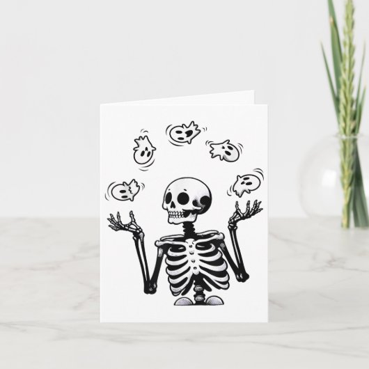 Skeleton Juggling Ghosts Funny Halloween-Kostüm _ Karte (Vorderseite)
