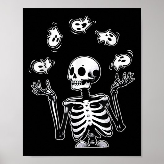 Skeleton Juggling Ghosts Funny Halloween-Kostüm Poster (Vorne)