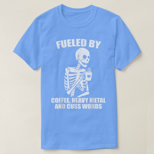 Skeleton Kaffee Heavy Metal Cuss Word Kaffee Lover T-Shirt (Design vorne)