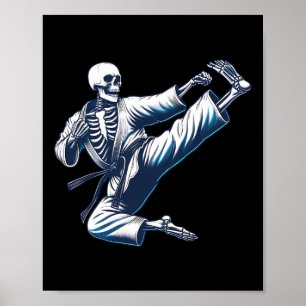 Skeleton Karate Kick Martial Arts Kickboxing Mixed Poster