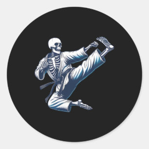 Skeleton Karate Kick Martial Arts Kickboxing Mixed Runder Aufkleber