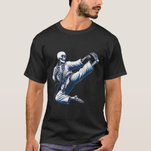 Skeleton Karate Kick Martial Arts Kickboxing Mixed T-Shirt