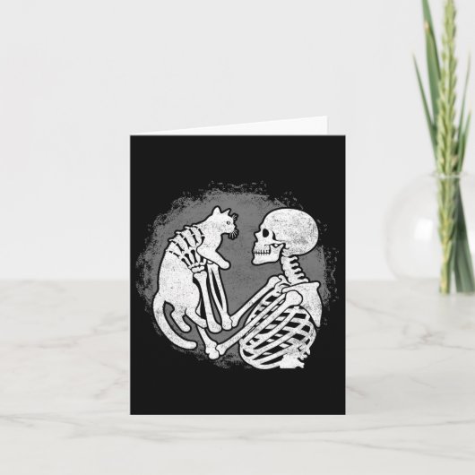 Skeleton Katze Skull Kitty Niedlich Halloween Männ Karte (Vorderseite)